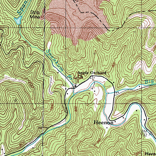 Topographic Map of Apple Orchard Church of Regular Baptist, KY