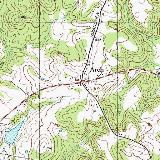 Topographic Map of Arch, KY