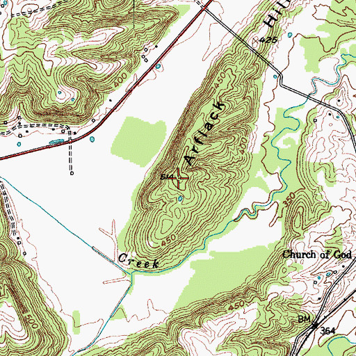 Topographic Map of Arflack Hill, KY