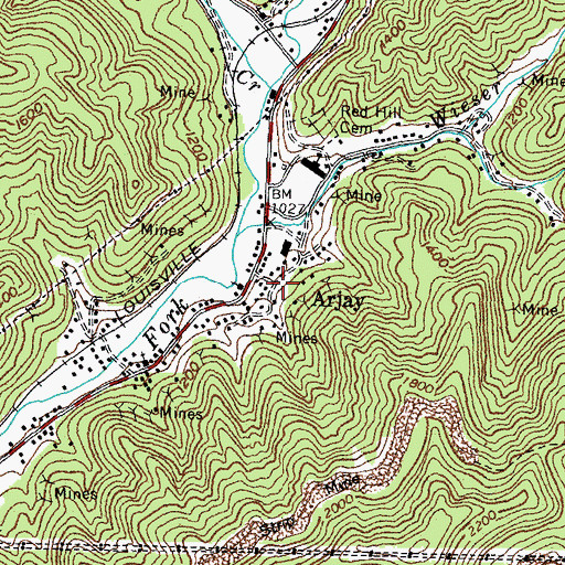 Topographic Map of Arjay, KY