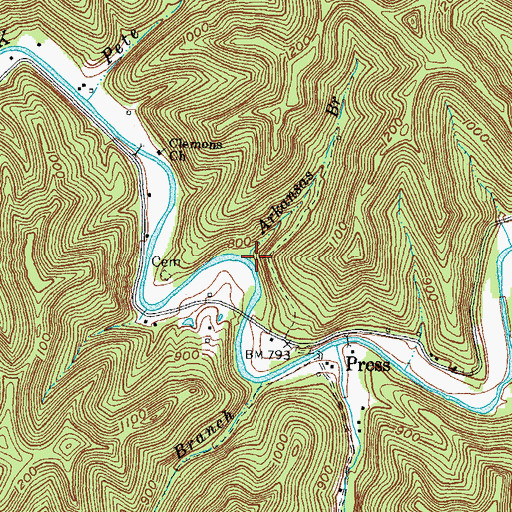 Topographic Map of Arkansas Branch, KY