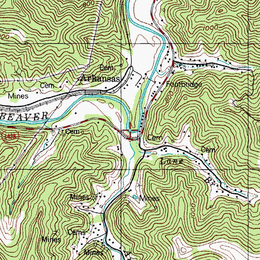 Topographic Map of Arkansas Creek, KY