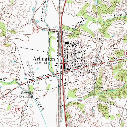 Topographic Map of Arlington, KY