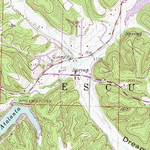 Topographic Map of Dream Valley, AR
