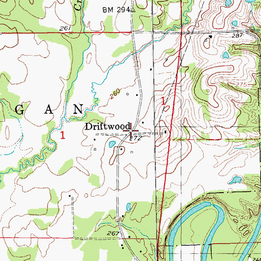 Topographic Map of Driftwood, AR
