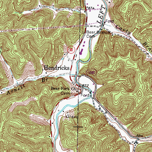 Topographic Map of Arnett Branch, KY