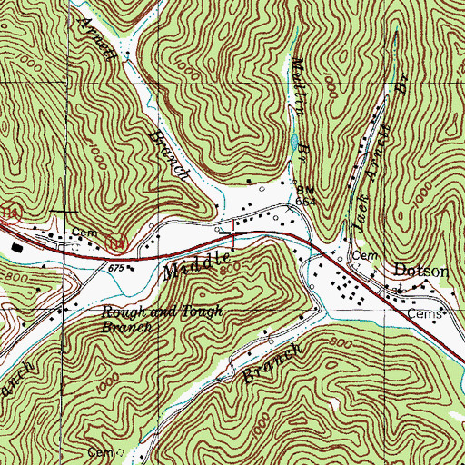 Topographic Map of Arnett Branch, KY