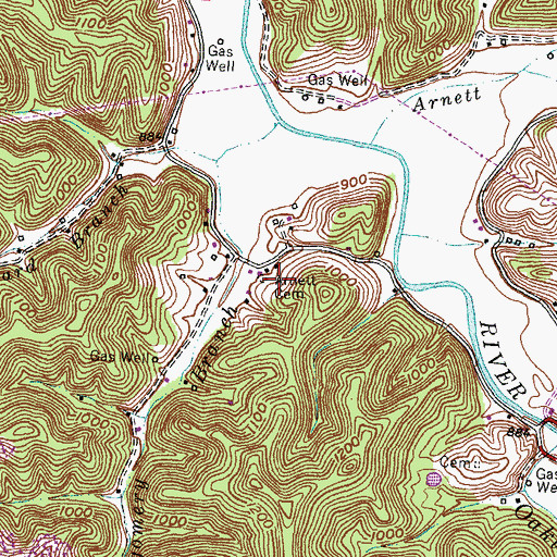 Topographic Map of Arnett Cemetery, KY