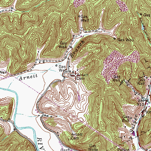 Topographic Map of Arnett Cemetery, KY