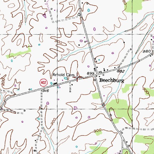 Topographic Map of Arnold Cemetery, KY