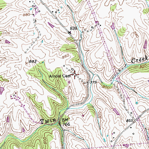 Topographic Map of Arnold Cemetery, KY