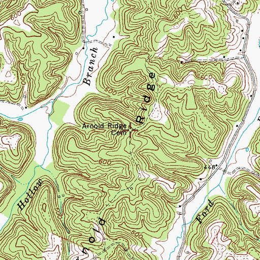 Topographic Map of Arnold Ridge Cemetery, KY