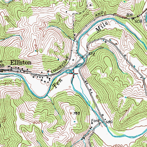 Topographic Map of Arnolds Creek, KY