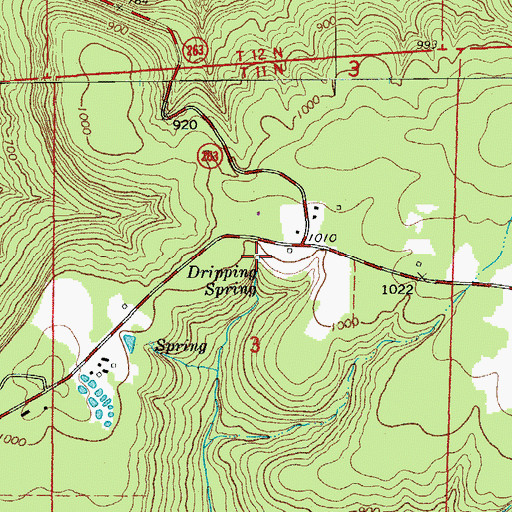 Topographic Map of Dripping Spring, AR