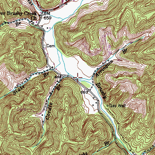 Topographic Map of Arrington Branch, KY
