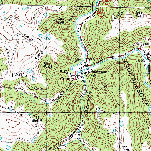 Topographic Map of Ary Cemetery, KY