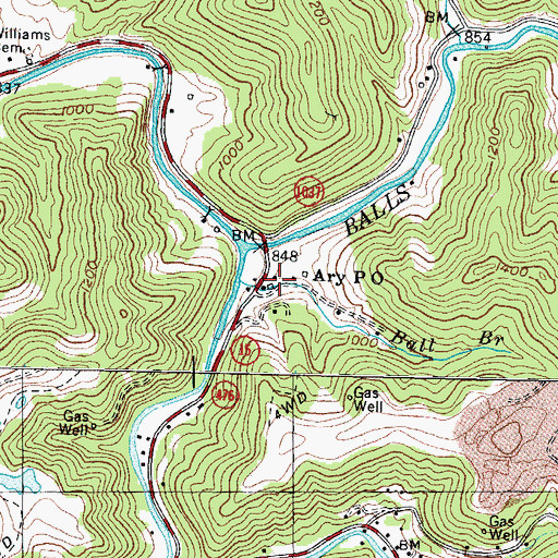 Topographic Map of Ary Post Office, KY