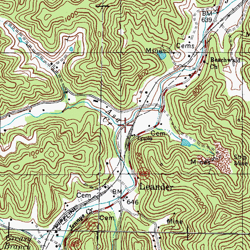 Topographic Map of Asa Creek, KY