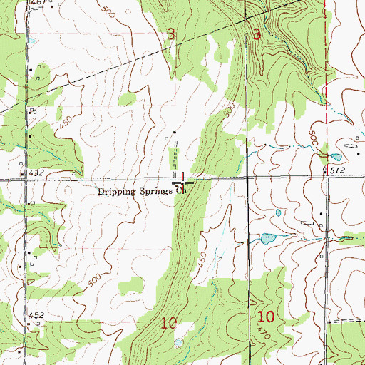 Topographic Map of Dripping Springs Church, AR