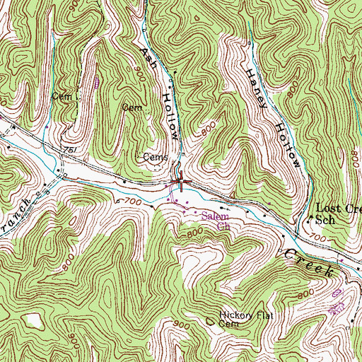 Topographic Map of Ash Hollow, KY