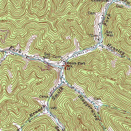 Topographic Map of Ash Lick Fork, KY