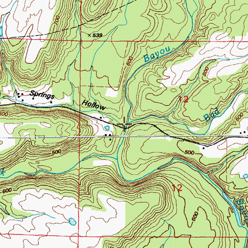 Topographic Map of Dripping Springs Hollow, AR