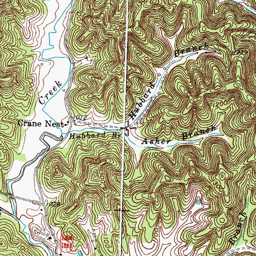 Topographic Map of Asher Branch, KY