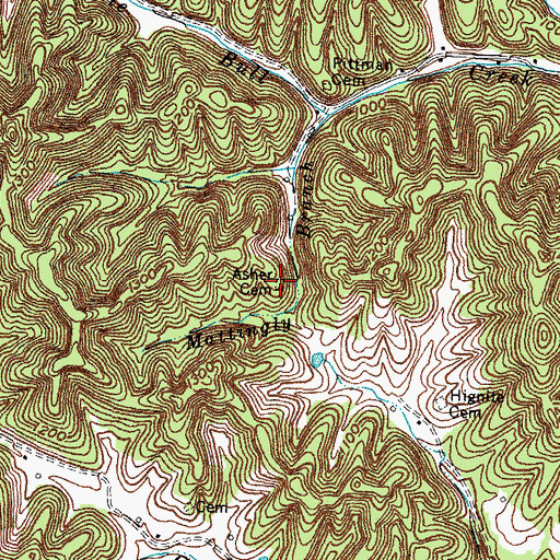 Topographic Map of Asher Cemetery, KY