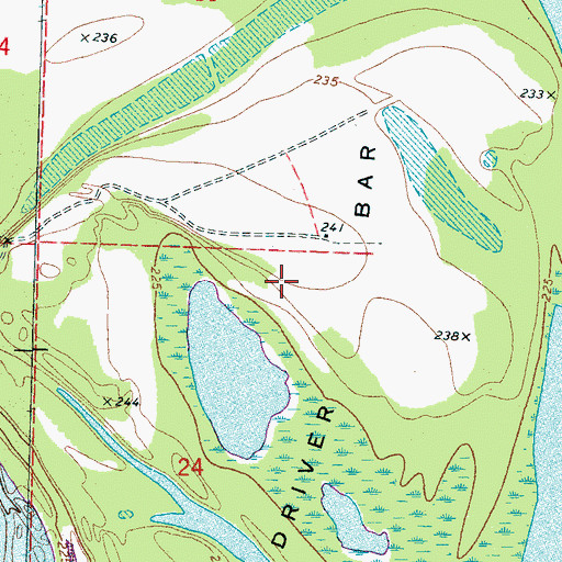 Topographic Map of Driver Bar, AR