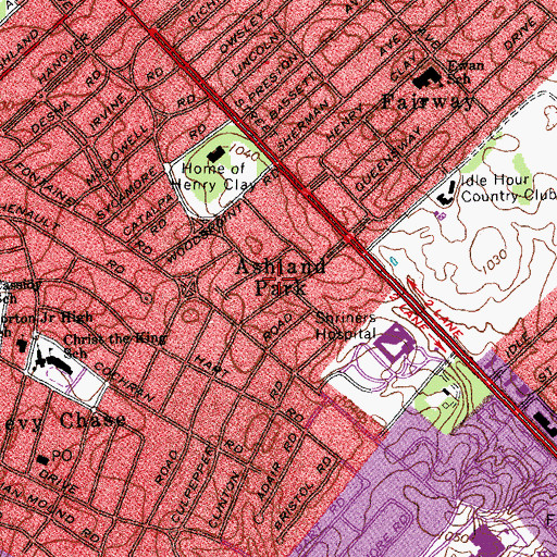 Topographic Map of Ashland Park, KY