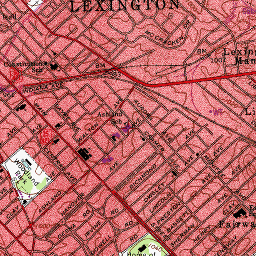 Topographic Map of Ashland Elementary School, KY