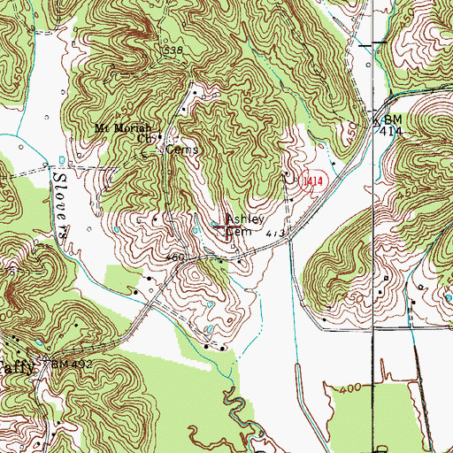 Topographic Map of Ashley Cemetery, KY