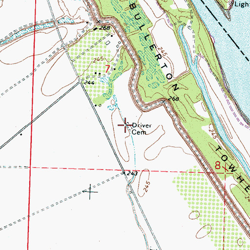 Topographic Map of Driver Cemetery, AR