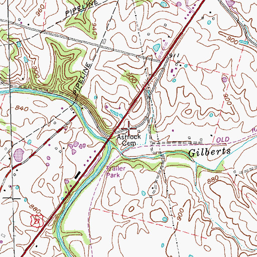 Topographic Map of Ashlock Cemetery, KY