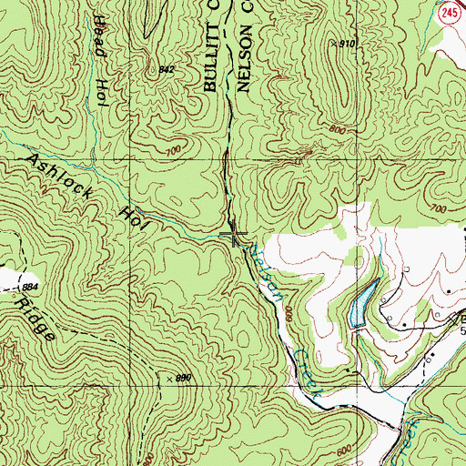 Topographic Map of Ashlock Hollow, KY
