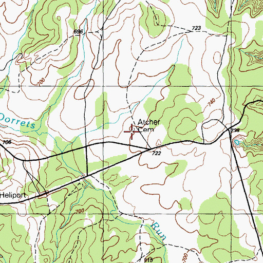 Topographic Map of Atcher Cemetery, KY