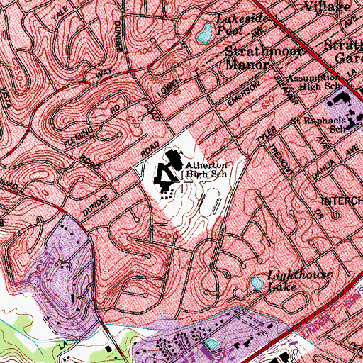 Topographic Map of Atherton High School, KY