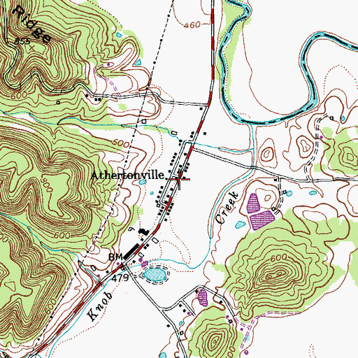 Topographic Map of Athertonville, KY