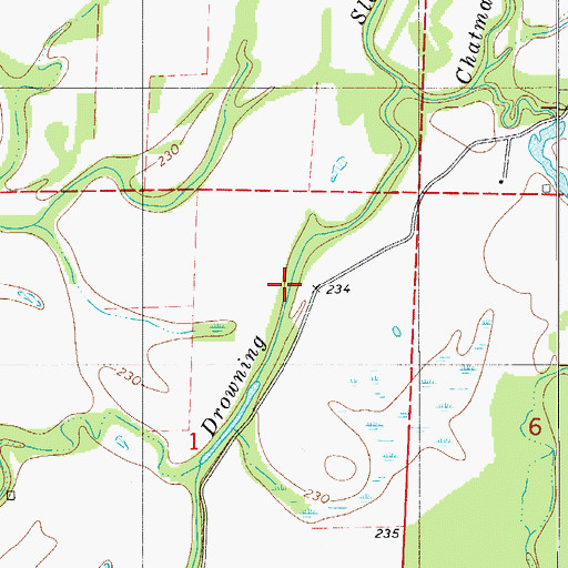 Topographic Map of Drowning Slough, AR