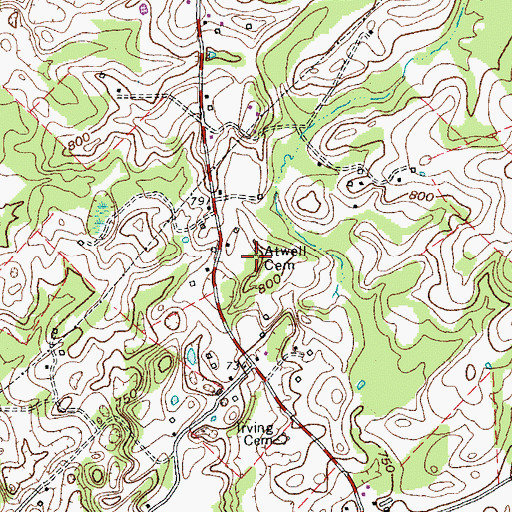 Topographic Map of Atwell Cemetery, KY