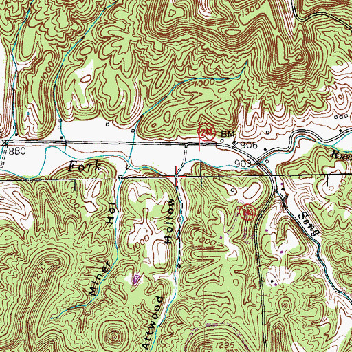 Topographic Map of Atwood Hollow, KY