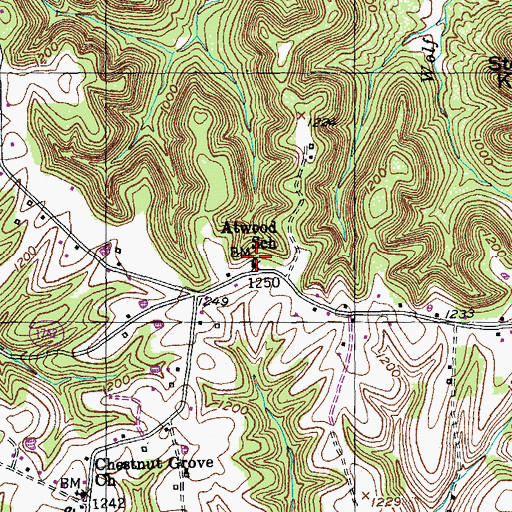 Topographic Map of Atwood School, KY