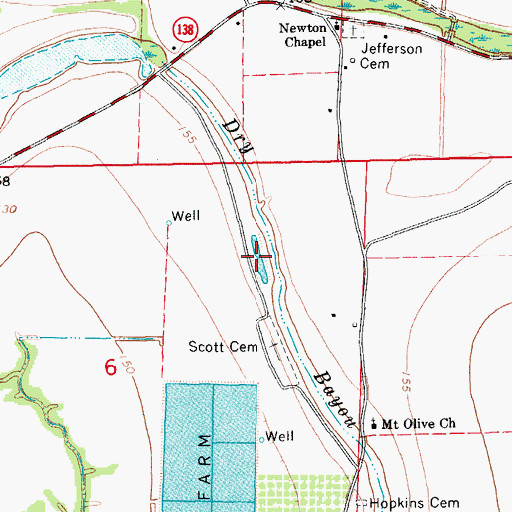 Topographic Map of Dry Bayou, AR