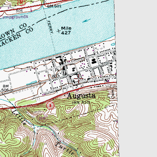 Topographic Map of Augusta, KY