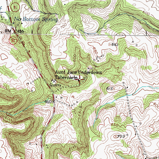 Topographic Map of Aunt Jane Underdown Tabernacle, KY