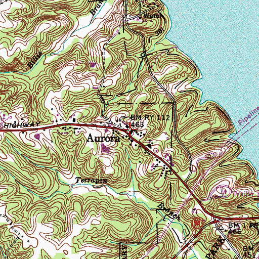 Topographic Map of Aurora, KY