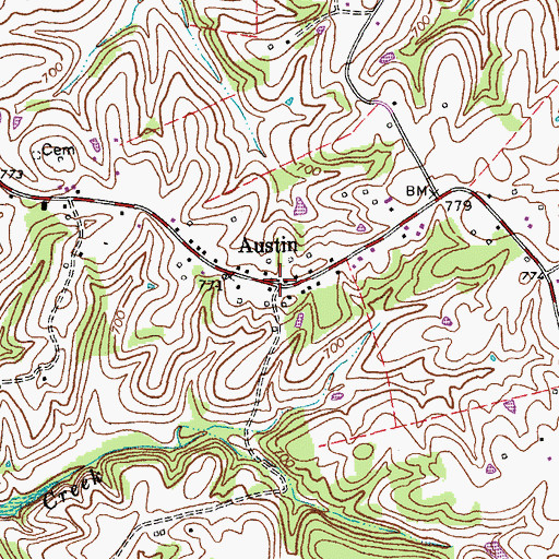 Topographic Map of Austin, KY