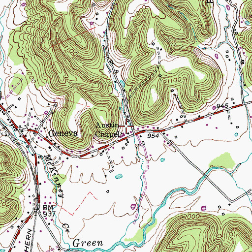 Topographic Map of Austin Chapel, KY