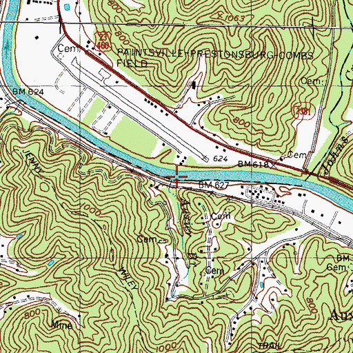 Topographic Map of Auxier Branch, KY