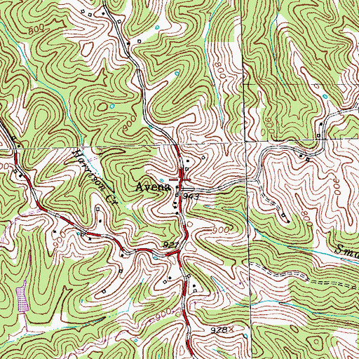 Topographic Map of Avena, KY